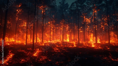 Catastrophic Fire: Trees Ignited as Forest Engulfs in Flames