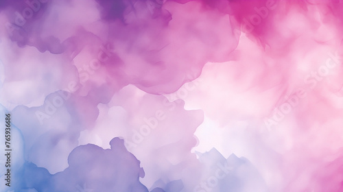 Serene watercolor background with soft blue, purple and pink pastel clouds