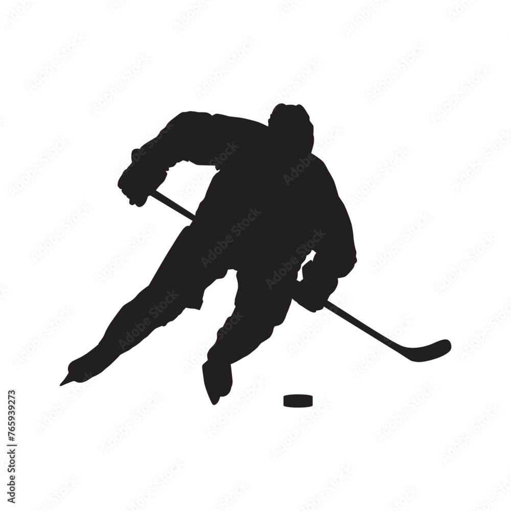 Fototapeta premium Hockey player silhouette, vector illustration.