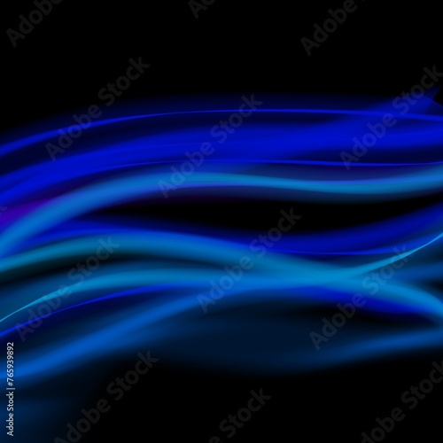 blue wave design smooth energy curve on black backgrouund  photo