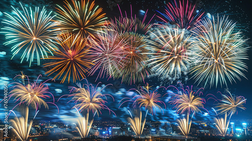 Vibrant New Year Fireworks Display
