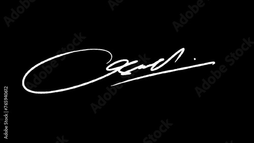 abstract signature idea starting with the first letter C animated frame by frame. White writing with a transparent background or alpha channel. Suitable for use as video material or motion graphics. photo