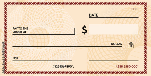 blank check with free space for writing. blank check - vector illustration