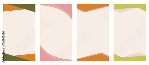 Collection of assorted shapes suitable for headers and footers on vertical stories, promo site. Decorative frame element for imaginative design in vector flat style. Bohemian natural color scheme.