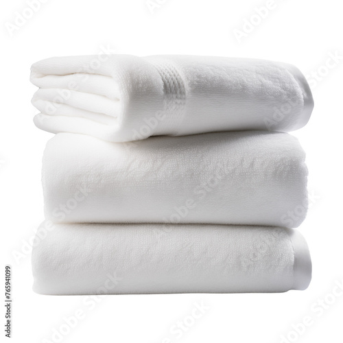 Stack of towels isolated on transparent or white background, png