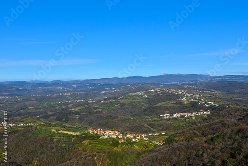 Landscape of Istria, Primorska, Slovenia with villages Čentur, Babiči and Marezige
