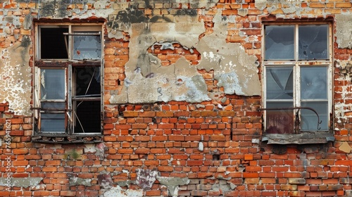 The walls of the residential building are in a state of disrepair.