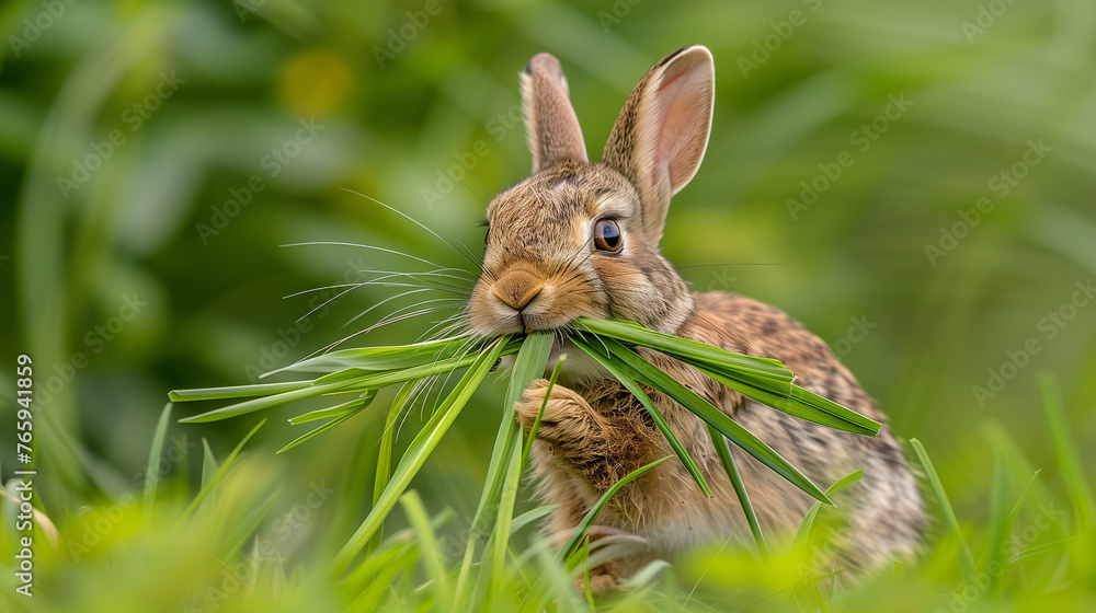 Fototapeta premium A Detailed Look at a Rabbit in its Natural Habitat