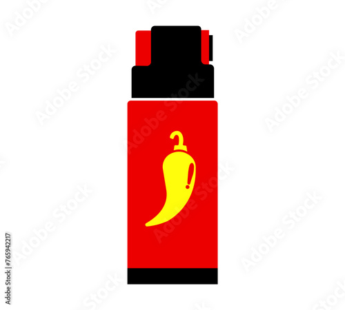 Set of pepper spray icons isolated on white background. Self-defense concept. Chorny pepper gas canisters flat style. Vector illustration of pepper spray.