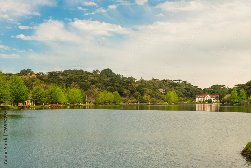 A view of Sao Bernardo Lake in the spring. Tourist destination in Sao Francisco de Paula, South of Brazil