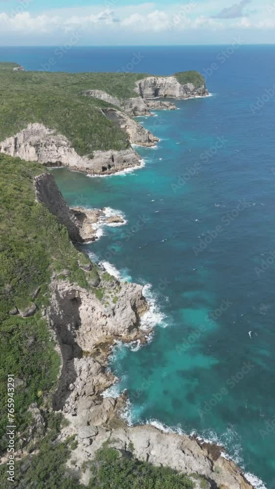 Aerial video over cliffs on the Bamari Galante coastline Aerial video over cliffs on the Bamari Galante coastline