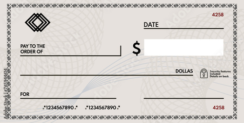 blank check with free space for writing. blank check - vector illustration