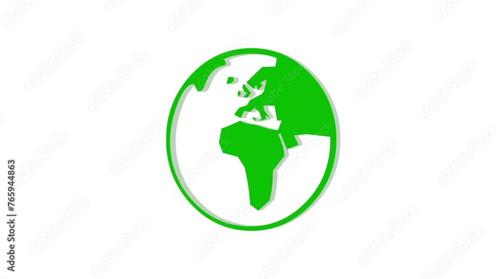 3d earth map logo symbol loopable rotated green color animation on white background 3d earth map logo symbol loopable rotated green color animation on white background