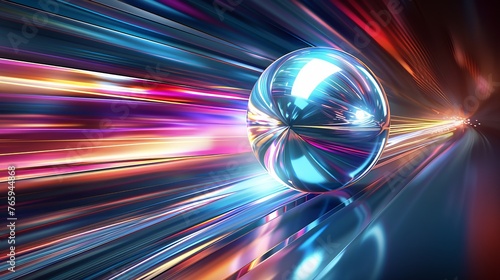 Silver pinball metal ball with abstract background.
