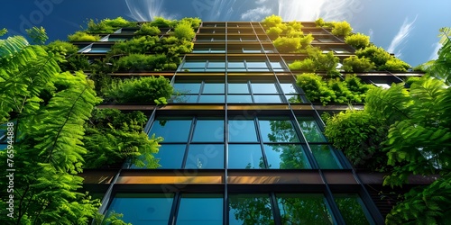 Maximizing Natural Light and Heat Absorption in Sustainable Green Building with Energy-Saving Features. Concept Green Building, Sustainable Design, Energy Efficiency, Natural Light, Heat Absorption