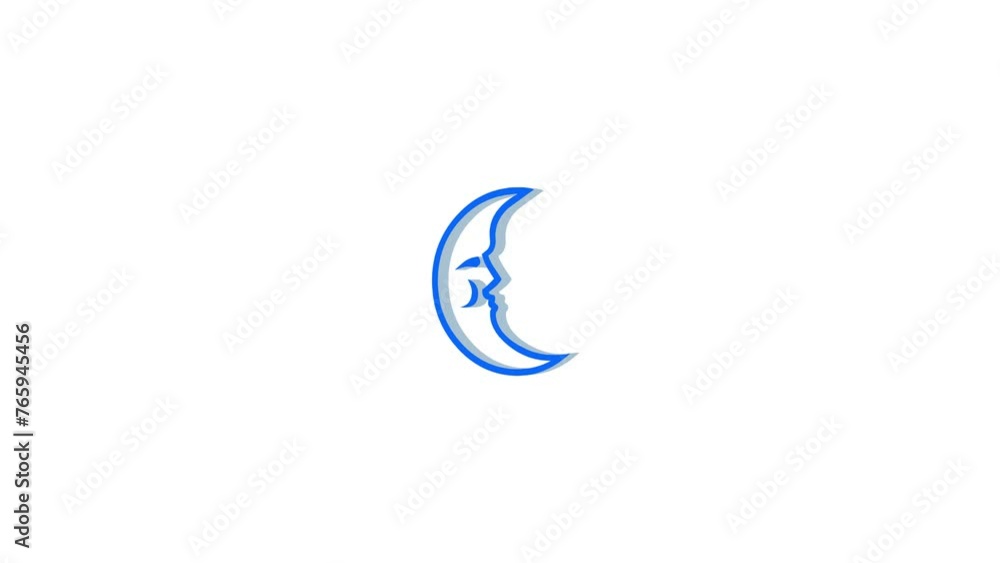 3d moon logo icon loopable rotated blue color animation on white background 3d moon logo icon loopable rotated blue color animation on white background