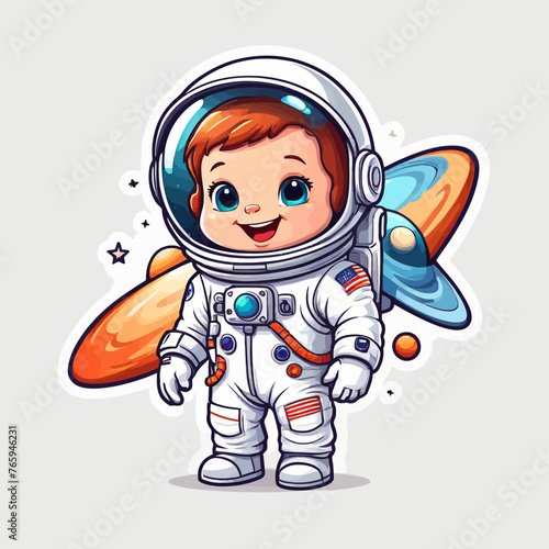 astronaut cartoon Logo Design Very Cool