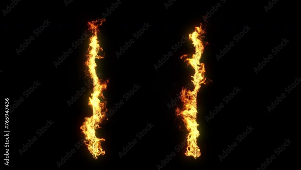 Two thin columns of fire - 60 fps, 4K Pro Res with alpha pass Two thin columns of fire - 60 fps, 4K Pro Res with alpha pass