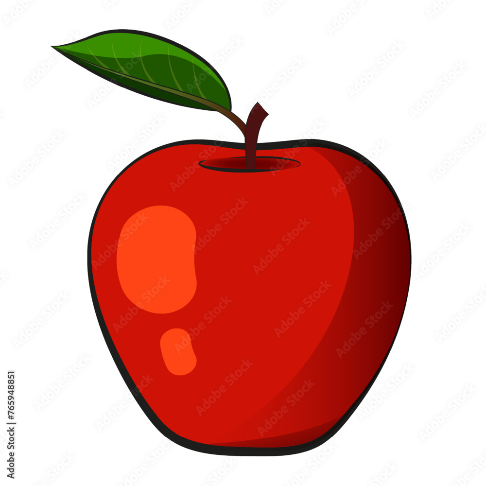 Fototapeta premium Fresh red apple fruit. Vector illustration isolated on white background