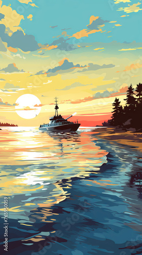 SSunset Yacht Illustration

ailboat at Sunset Seascape Illustration

 photo