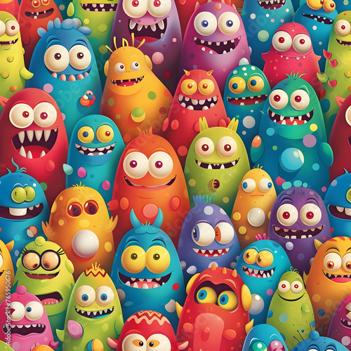 Cute and quirky monster characters engaged in various activities Playful and imaginative illustration for childrens products or character design1