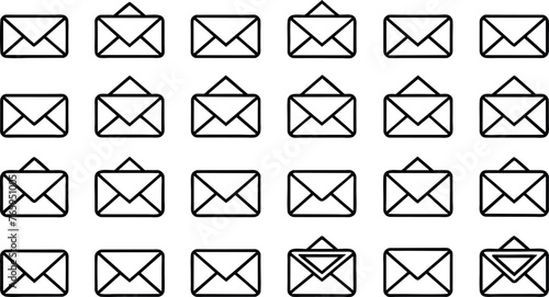 Black emails vector icon pack