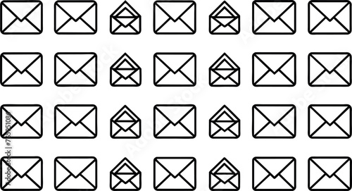 Black emails vector icon pack