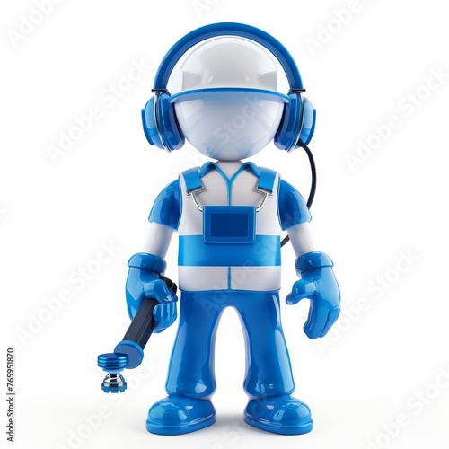 3d man online support and maintenance  isolated on white background. Generative AI