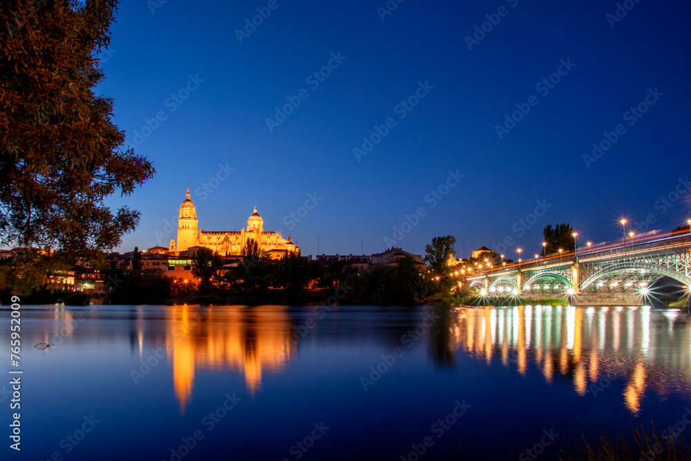 Salamanca cathedral night. Castilla y Leon, Spain.