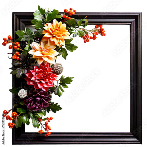 Bouquet frame decoration planted, floral roses image	
