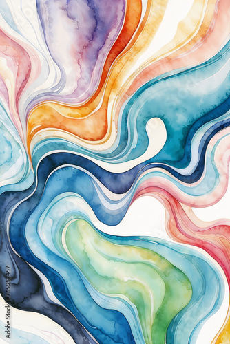 Abstract Multicolored Watercolor Marble Pattern Background