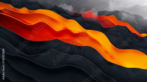 Close up of a fiery red and orange wave on a dark background