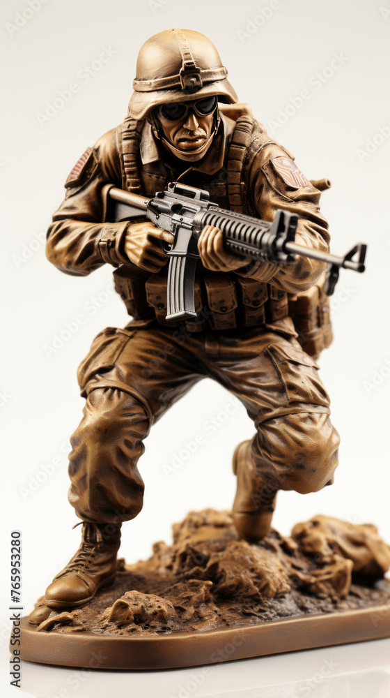 Naklejka premium Military Figurine in Combat Pose