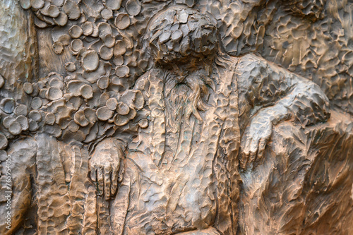 The Resurrection of Jesus – First Glorious Mystery of the Rosary. A relief sculpture on Mount Podbrdo (the Hill of Apparitions) in Medjugorje. photo