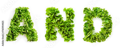 Vegetable Word And Made of Lettuce Isolated on White Background