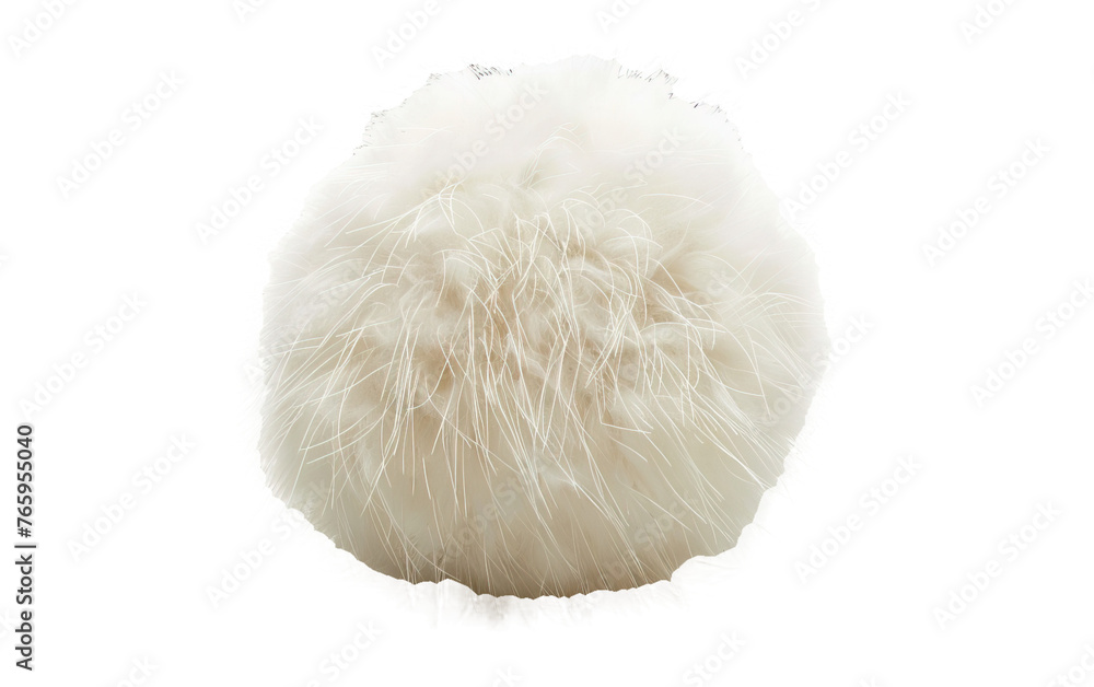 A white fluffy ball isolated on white or transparent background