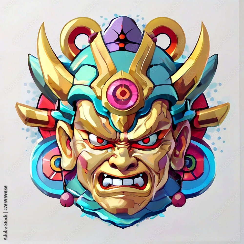 Cartoon ancient asian god illustration Cartoon ancient asian god illustration