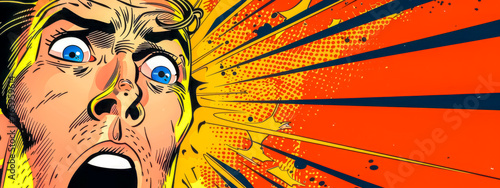 Shocked comic book character in vibrant action photo