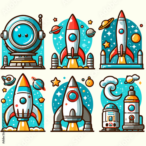 shuttle space rocket cartoon element symbol