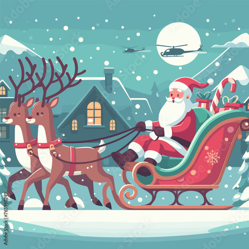 santa ride sleigh cartoon element