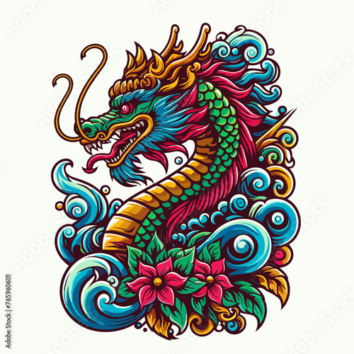 dragon vector artwork style for print sticker logo cloth