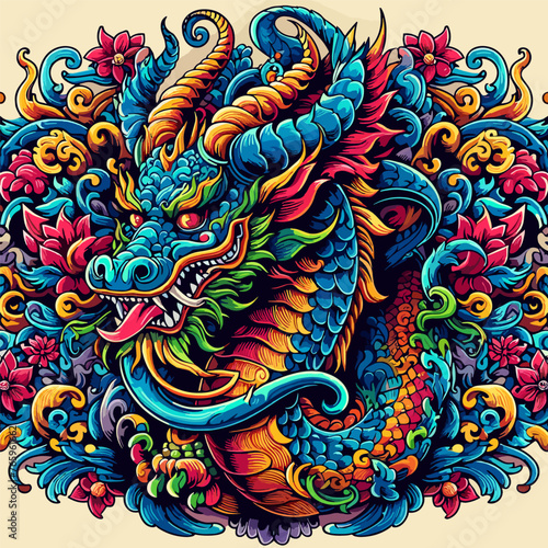 chinese dragon artwork ornament vibrant color
