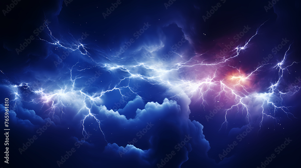 Thunderstorm, lightning and thunder in fantasy landscape Thunderstorm, lightning and thunder in fantasy landscape