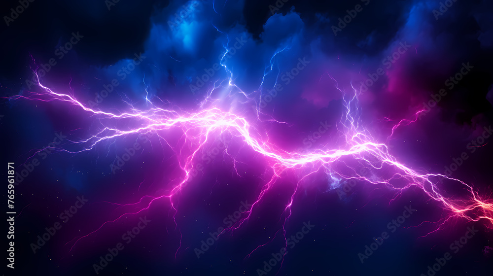 Thunderstorm, lightning and thunder in fantasy landscape