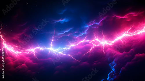 Thunderstorm, lightning and thunder in fantasy landscape © jiejie