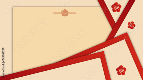 Red and beige color combinated. Classic beige background. photo