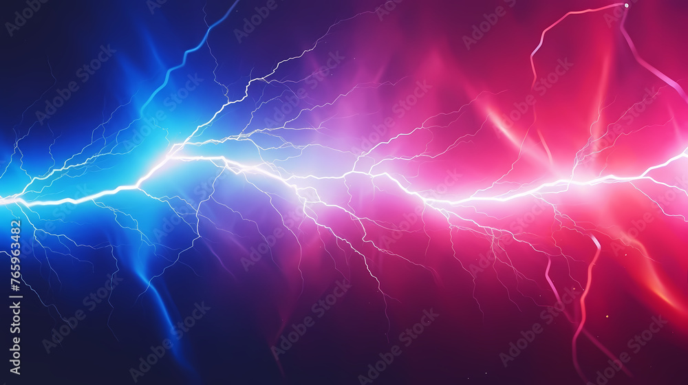 Neon colored lines of lightning passing through the clouds Neon colored lines of lightning passing through the clouds