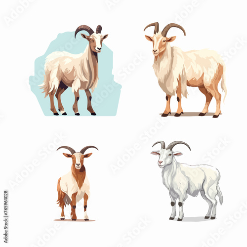 Set of different goats vector flat kambing wedhus