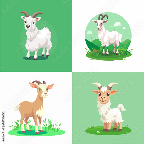Set of different goats vector flat element