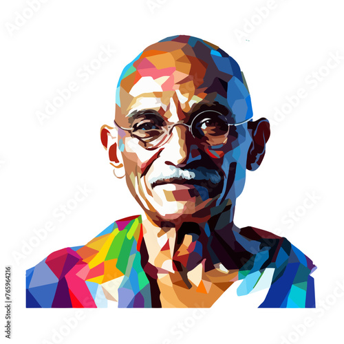 low poly art mahatma gandhi vector abstract